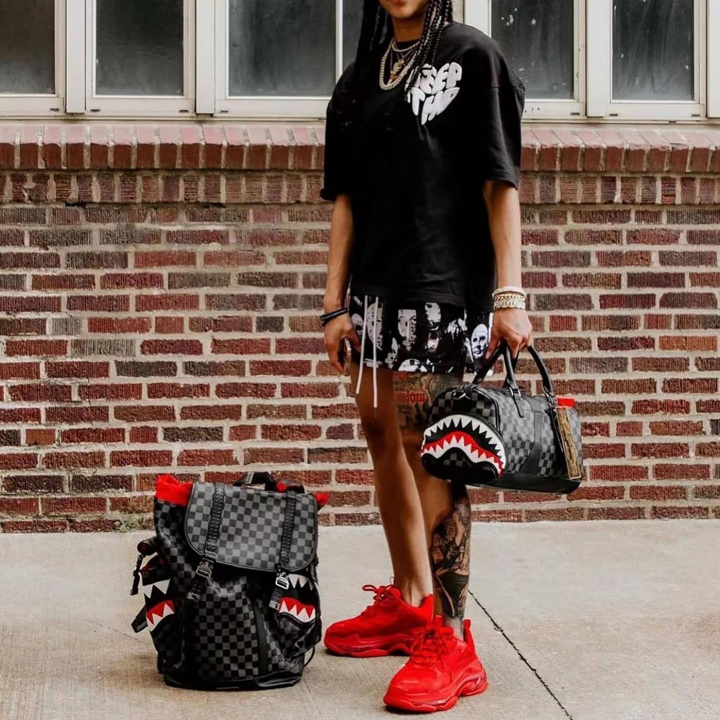 Mens Graphic Print Shorts Cool Mesh Basketball Shorts Casual Flat Front Shorts Summer Drawstring