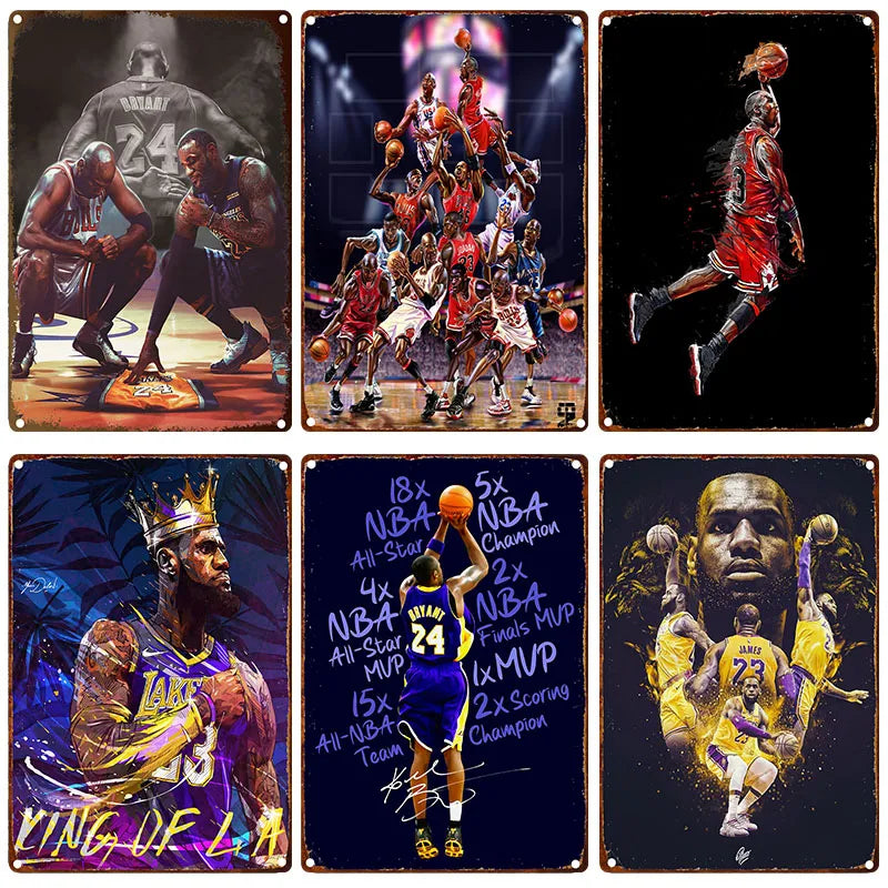 Basketball Legend Posters (Lebron, Kobe, Curry, and Jordan)