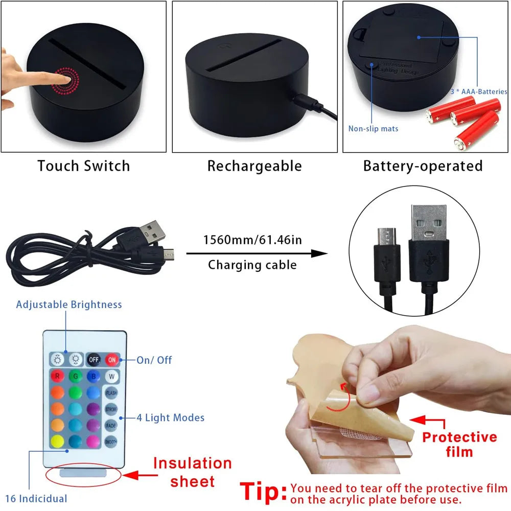 3D Basketball Night Light with Remote