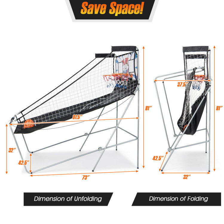 PopAShot Basketball Arcade Game: Indoor Double Electronic Basketball Game with 4 Balls