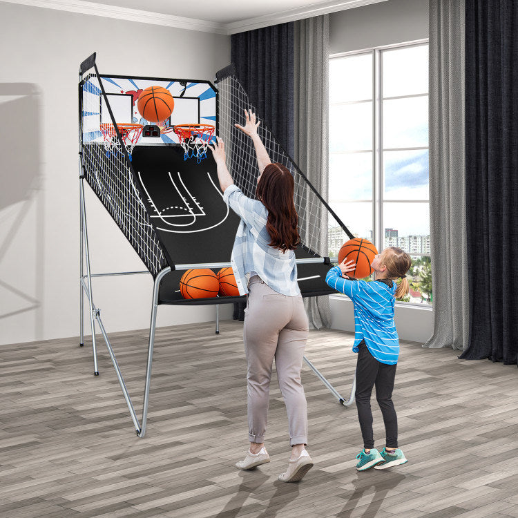 PopAShot Basketball Arcade Game: Indoor Double Electronic Basketball Game with 4 Balls