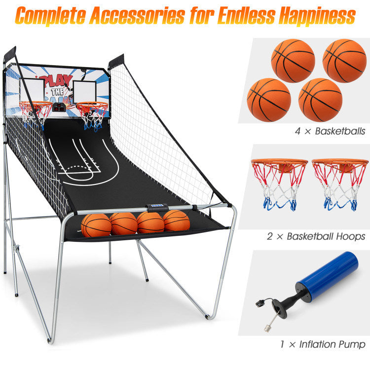 PopAShot Basketball Arcade Game: Indoor Double Electronic Basketball Game with 4 Balls