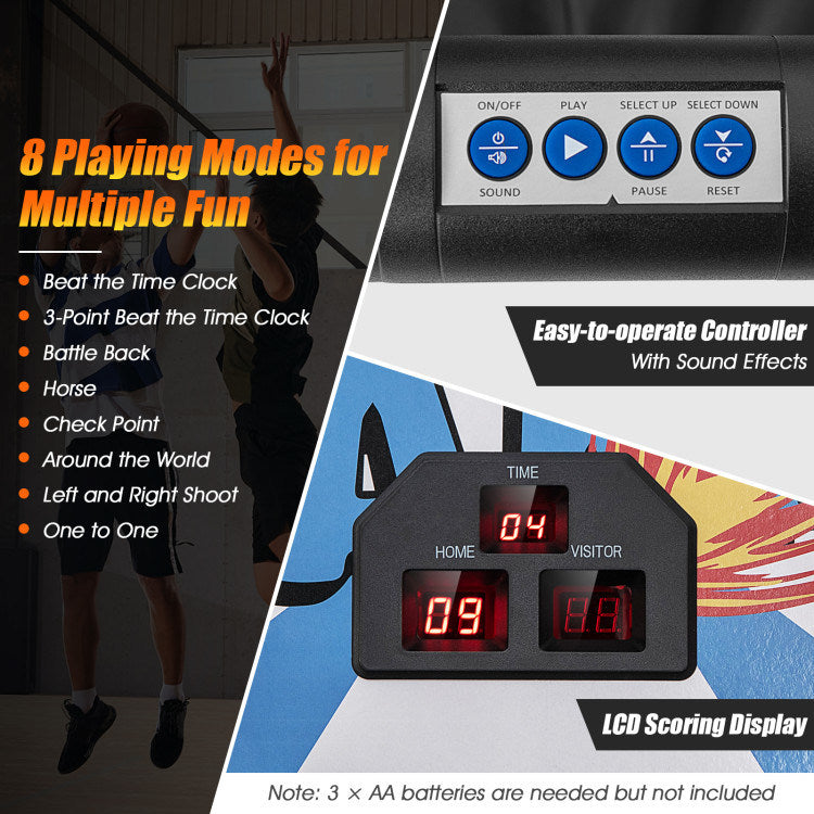 PopAShot Basketball Arcade Game: Indoor Double Electronic Basketball Game with 4 Balls