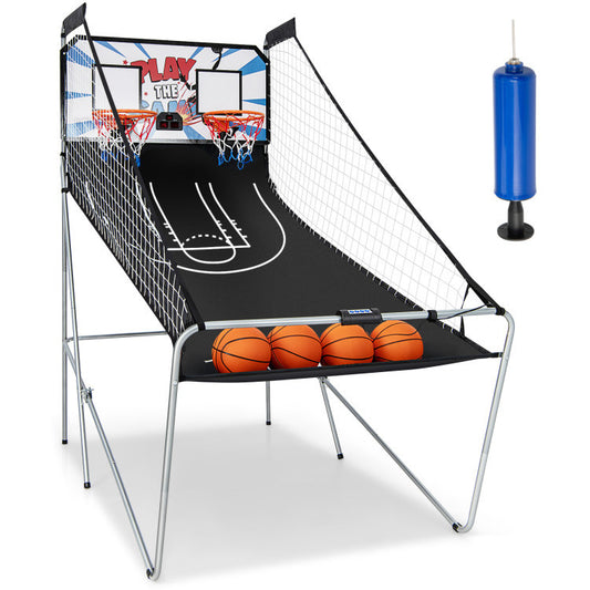 PopAShot Basketball Arcade Game: Indoor Double Electronic Basketball Game with 4 Balls